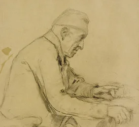 Vecchio seduto di profilo